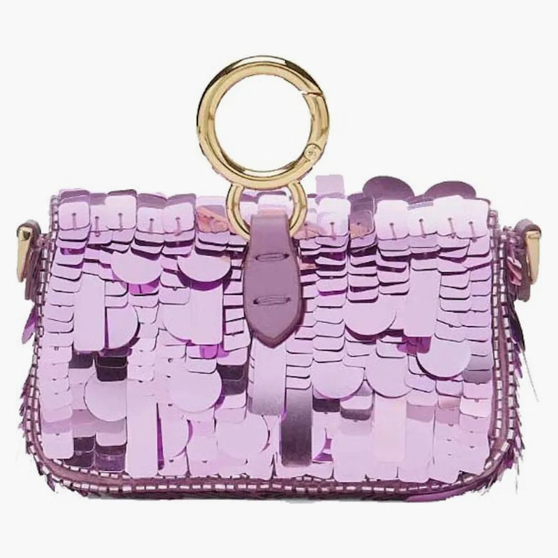 Fendi paljett nano baguette charm ljus lila