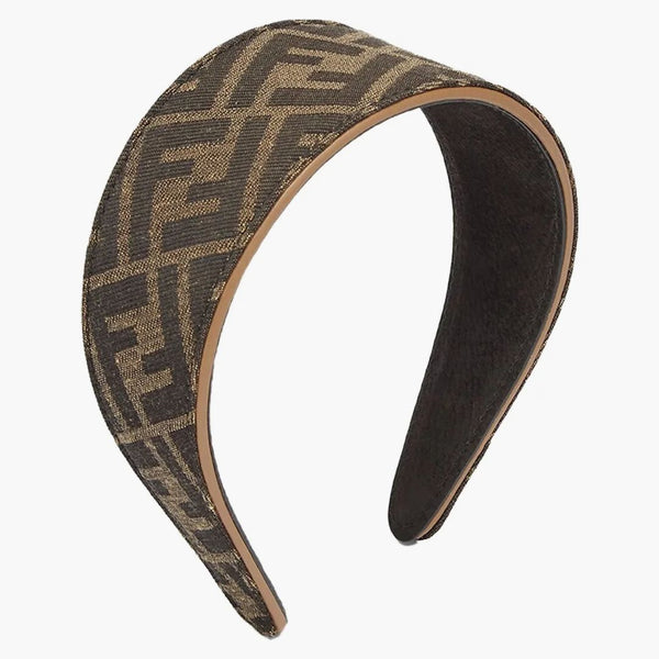 Fendi styv pannband ff Jacquard Brown