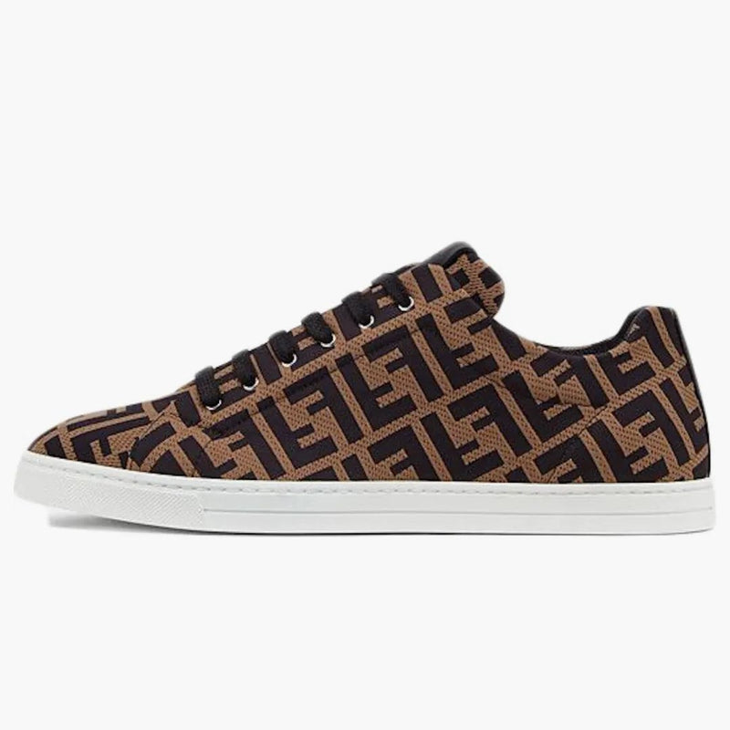Fendi teknisk tyg Low Toppbrun