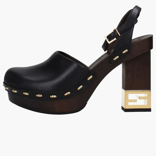 Fendi Vitello Ankle-strap Clog Black (women's)