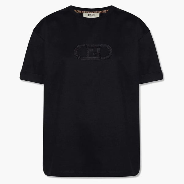 Fendi kvinnor ff logo t-shirt svart