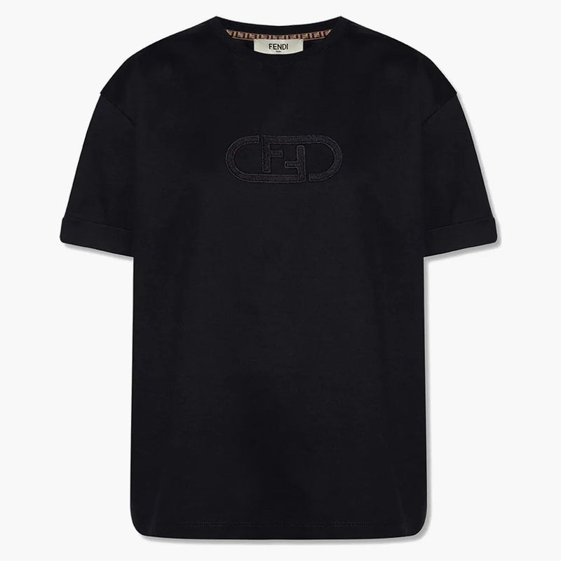 Fendi Womens Ff Logo T-shirt Black