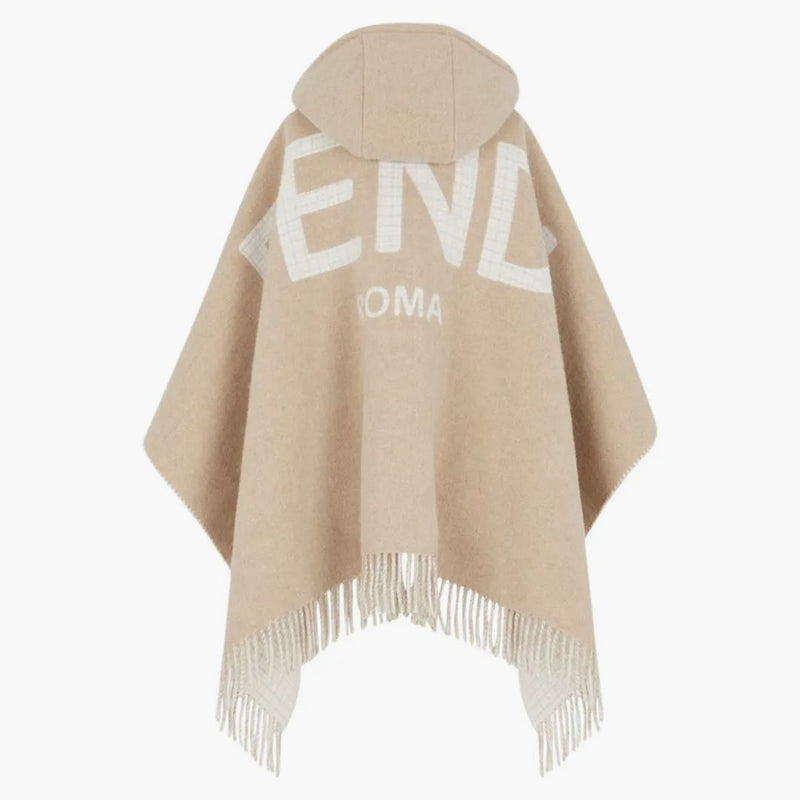 Fendi ull och kashmir poncho beige