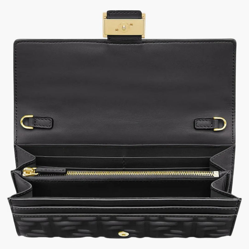 Fendi By Marc Jacobs Baguette Continental Wallet With Chain Black Nappa Leather Wallet