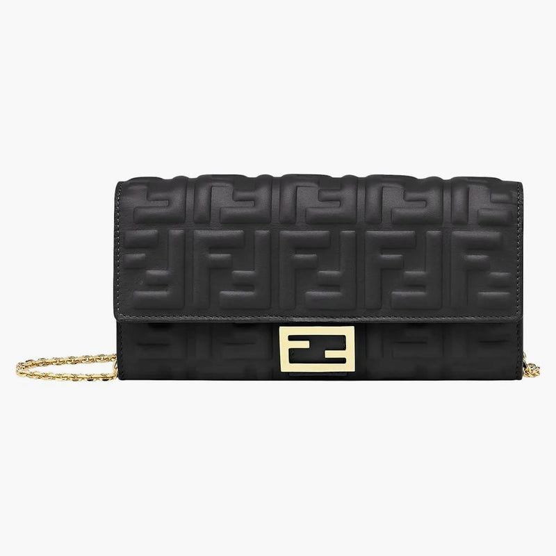 Fendi By Marc Jacobs Baguette Continental Wallet With Chain Black Nappa Leather Wallet