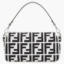 Fendi by Marc Jacobs Baguette White and Black Canvas Bag with FF Embroidery