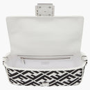 Fendi by Marc Jacobs Baguette White and Black Canvas Bag with FF Embroidery