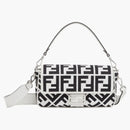 Fendi by Marc Jacobs Baguette White and Black Canvas Bag with FF Embroidery