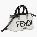 Fendi by Marc Jacobs by the Way Mini White Canvas Small Boston Bag with Fendi Roma Embroidery
