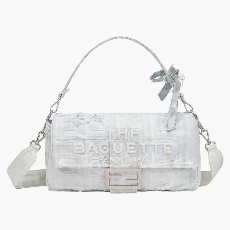 Fendi av Marc Jacobs Maxi Baguette White Denim Bag