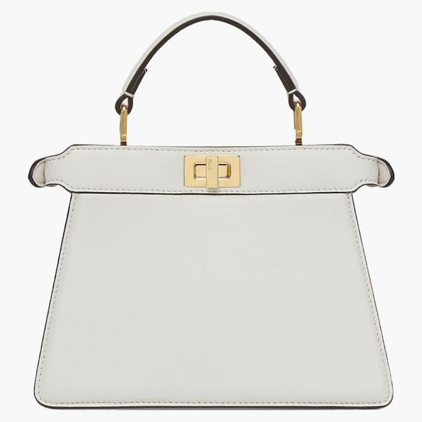 Fendi av Marc Jacobs Peekaboo iseeu petite vit vadderad nappa läderväska