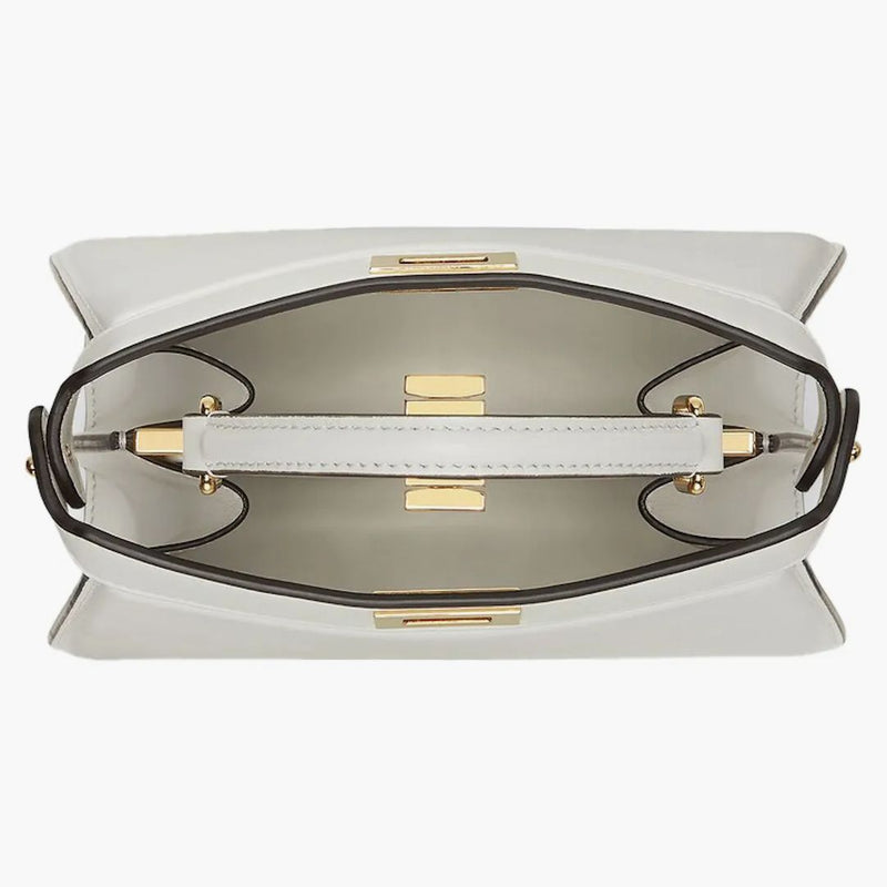 Fendi av Marc Jacobs Peekaboo iseeu petite vit vadderad nappa läderväska
