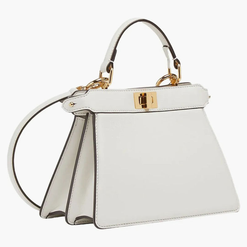 Fendi av Marc Jacobs Peekaboo iseeu petite vit vadderad nappa läderväska