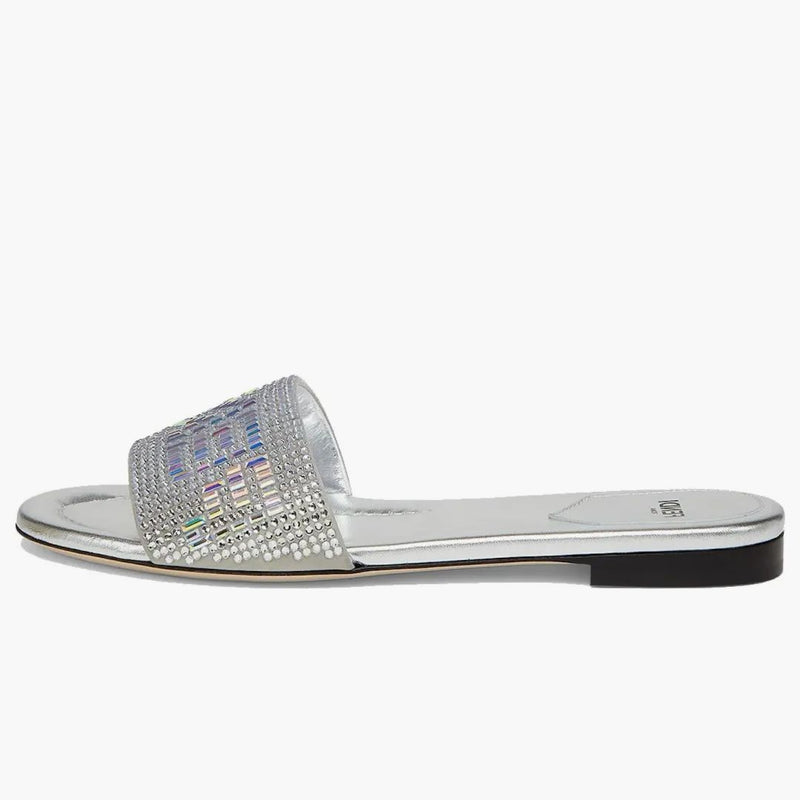 Fendi od Marc Jacobs Signature Slides Silver Leather