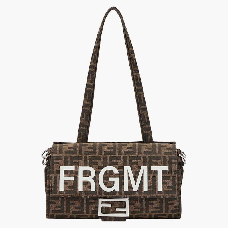 Fendi x frgmt ff tyg väska baguette fällbar brun