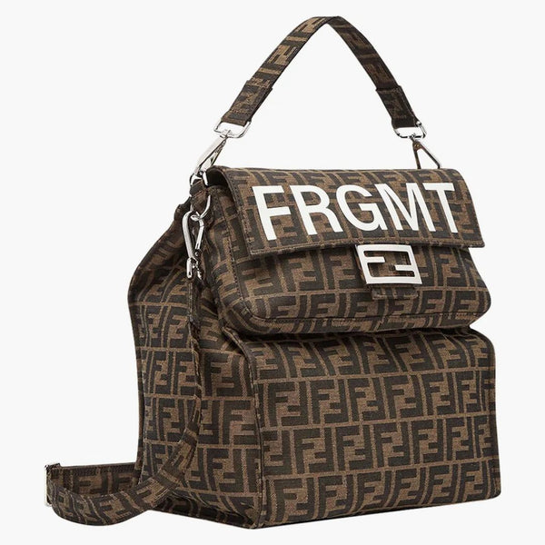 Fendi x frgmt ff tyg väska baguette fällbar brun