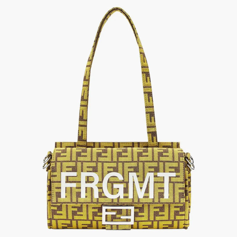 Fendi x frgmt ff tyg väska baguette fällbar gul