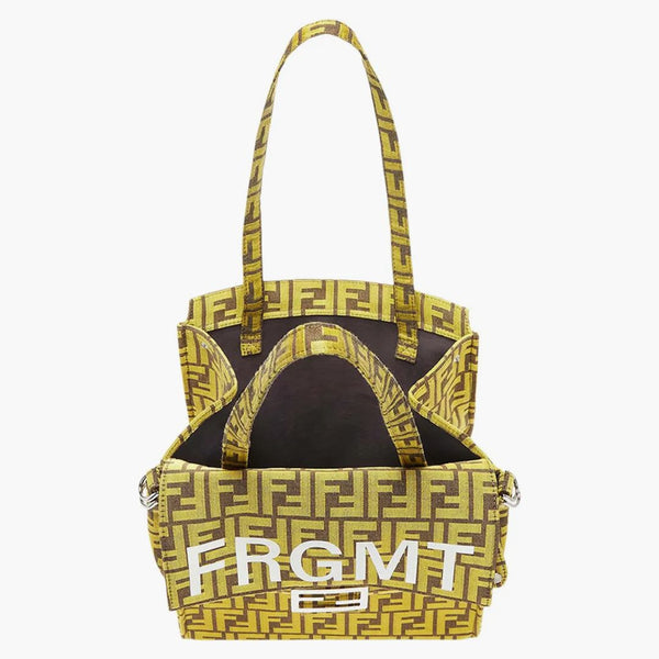 Fendi x frgmt ff tyg väska baguette fällbar gul