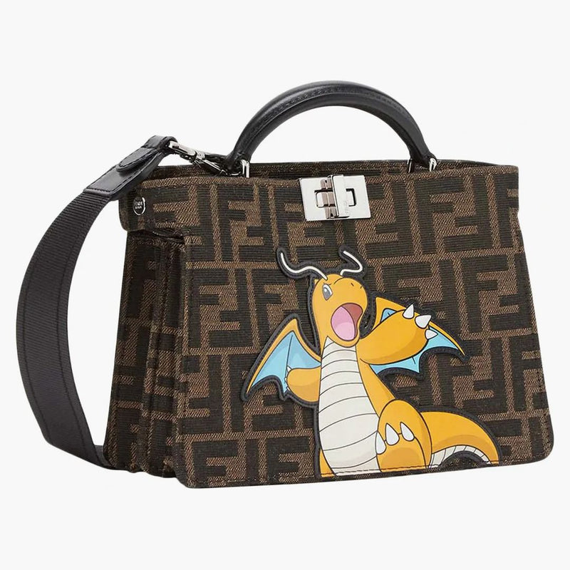 Fendi x frgmt x pokemon ff tygpåse peekaboo iseeu x-cross brun
