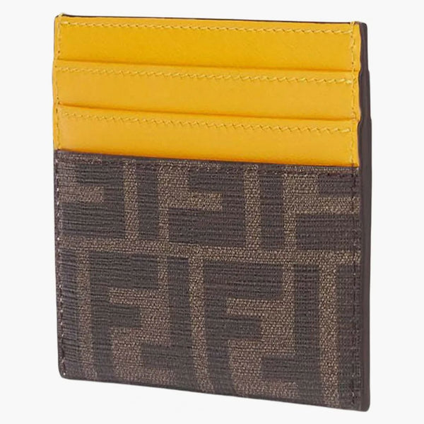 Fendi x frgmt x pokemon ff tygkort hållarkortfodral brun/gult