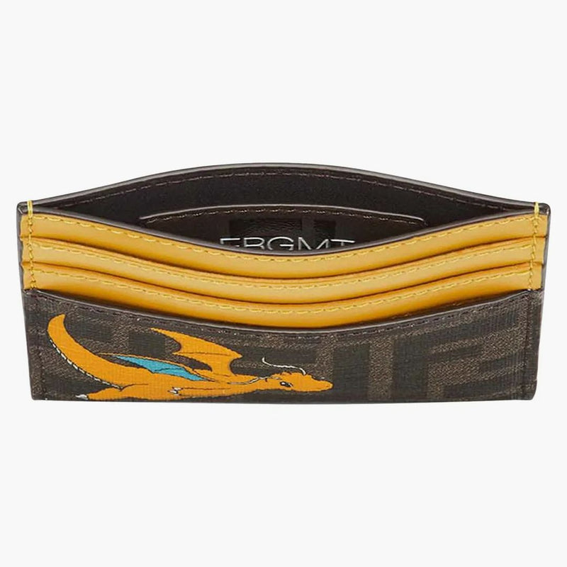 Fendi x frgmt x pokemon ff tygkort hållarkortfodral brun/gult