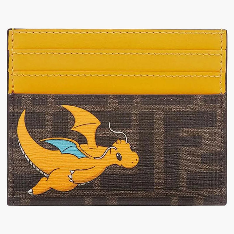 Fendi x frgmt x pokemon ff tygkort hållarkortfodral brun/gult