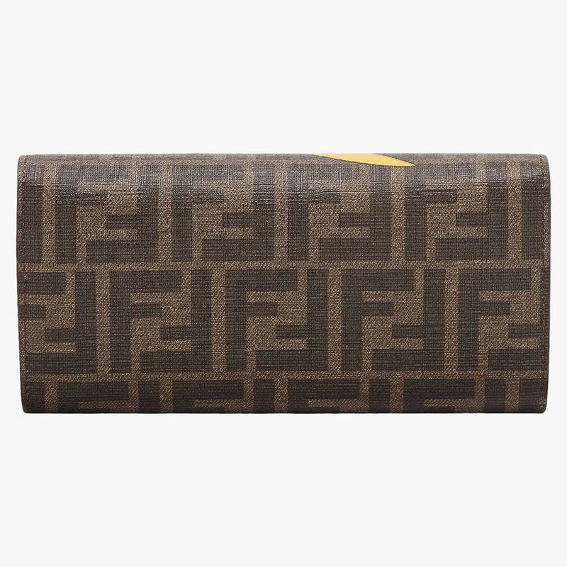 Fendi x frgmt x pokemon ff tkanina peněženka kontinentální s řetězem hnědou