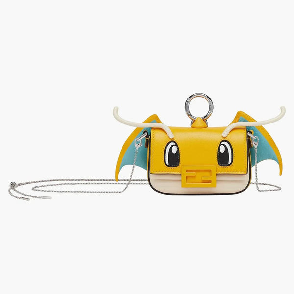 Fendi x frgmt x pokemon nappa läder charm nano baguette charm gul