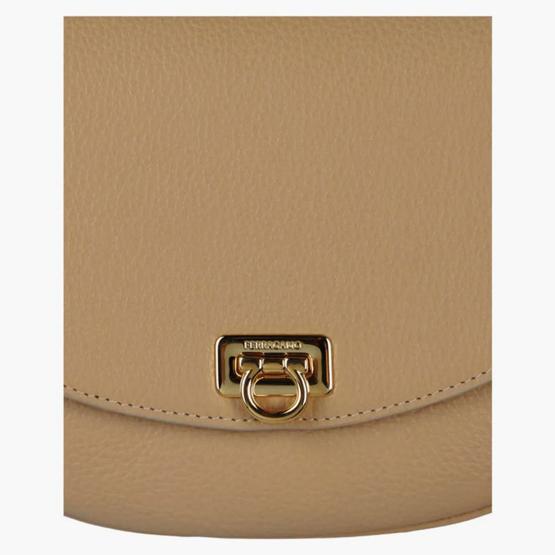 Ferragamo Gancini Buckle Crossbody Camel
