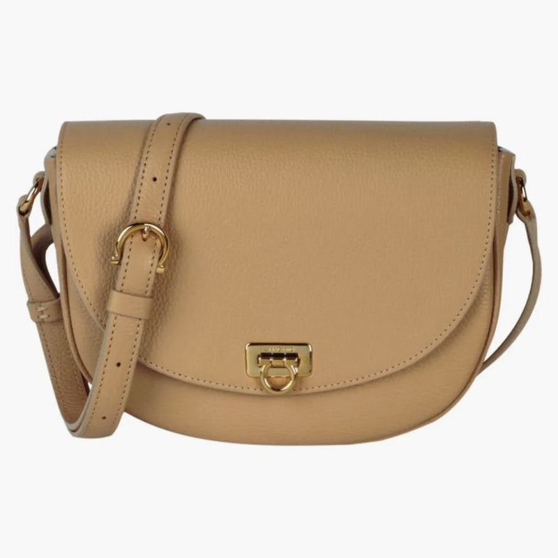 Ferragamo Gancini Buckle Crossbody Camel