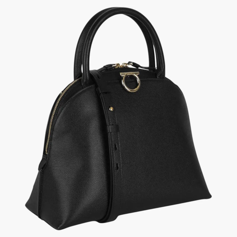 Ferragamo Gancini Medium Top Handle Black