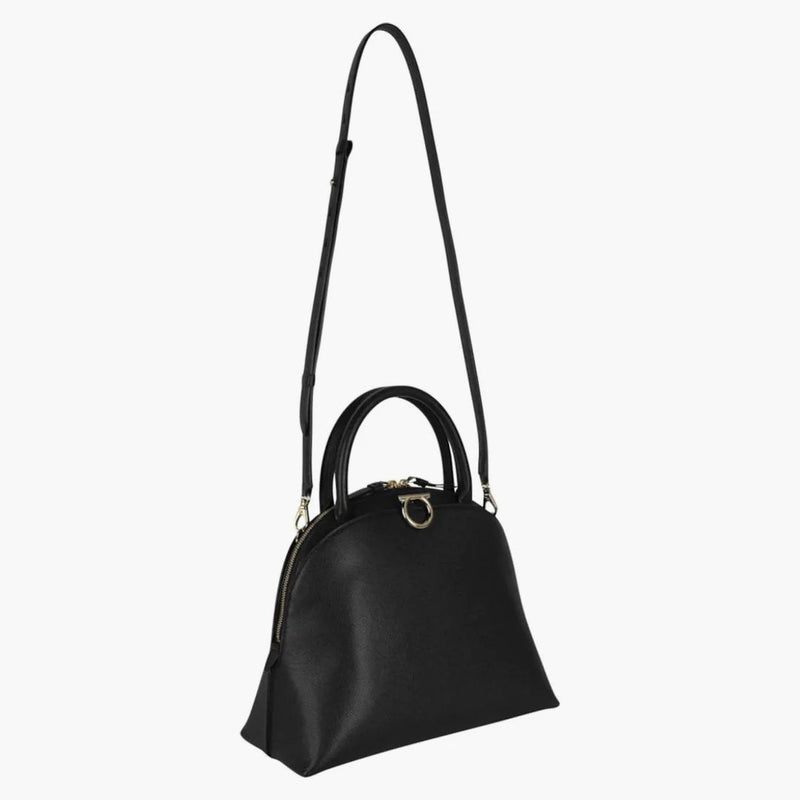 Ferragamo Gancini Medium Top Handle Black