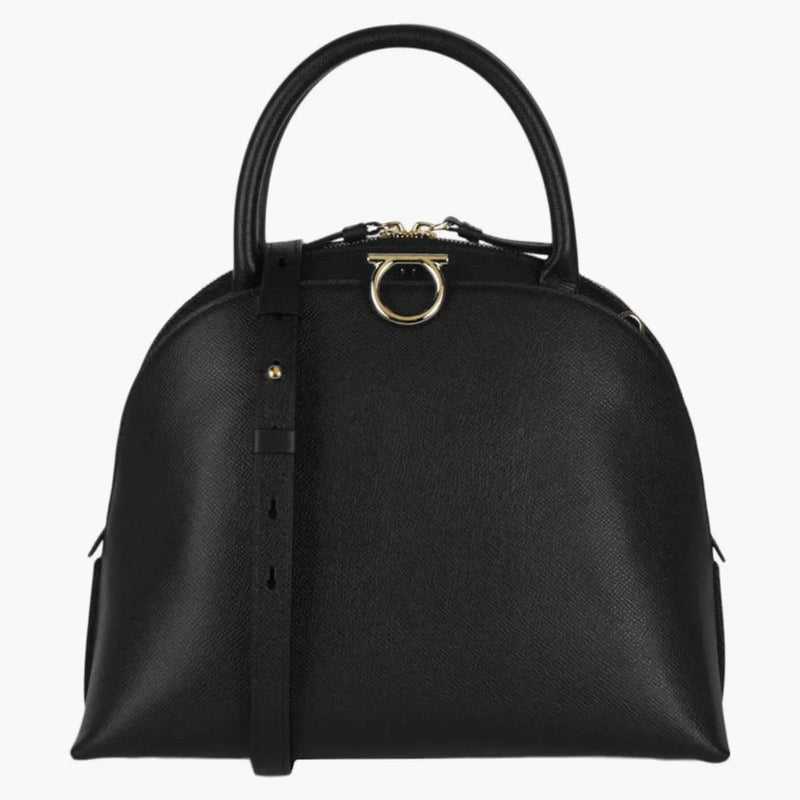 Ferragamo Gancini Medium Top Handle Black