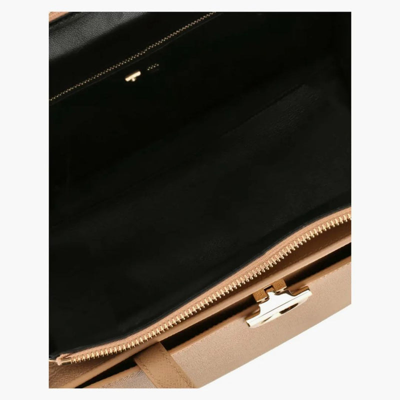 Ferragamo Blíženci kožená ramenní taška velblouda