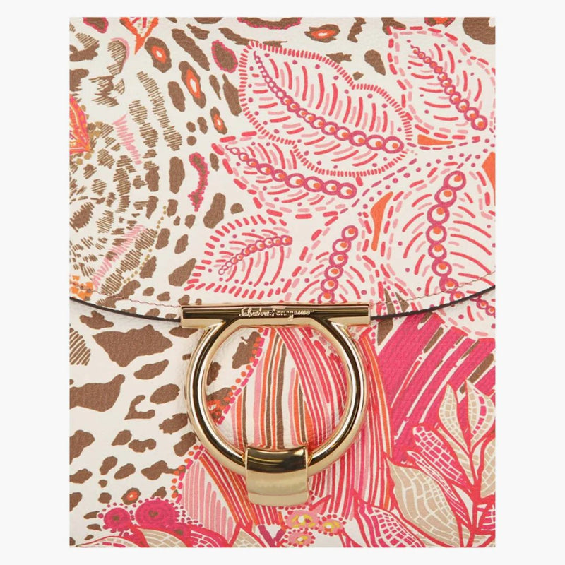 Ferragamo Margot Gancio Plant-Print ramenní taška multi