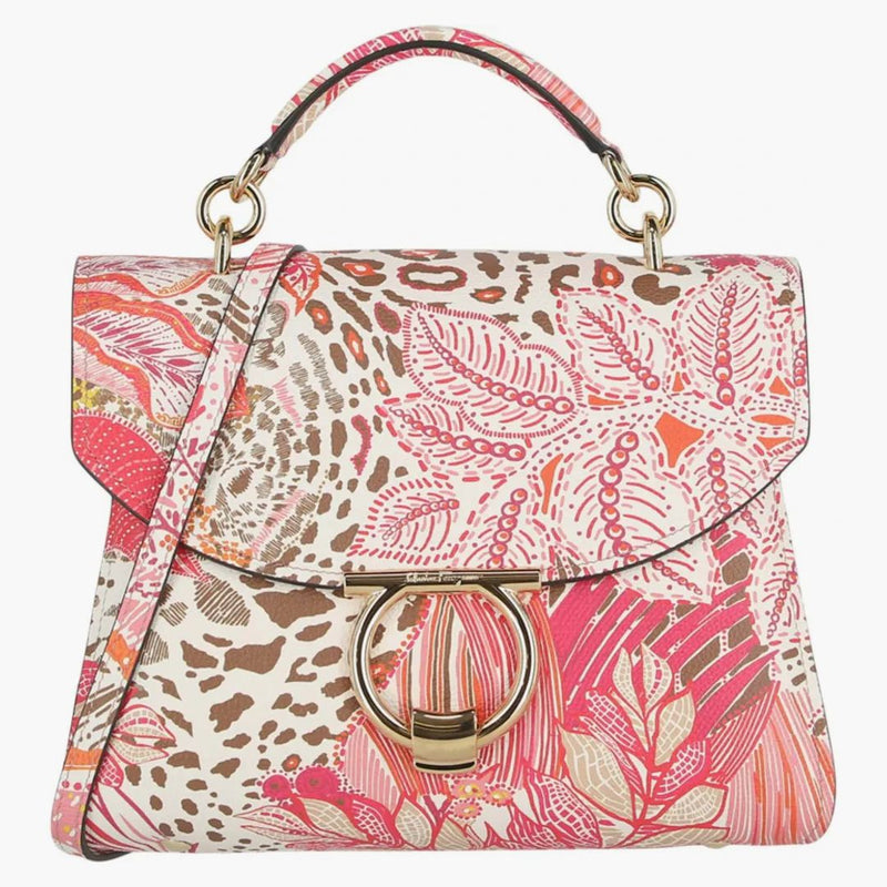 Ferragamo Margot Gancio Plant-Print ramenní taška multi