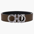 Ferragamo reversibile e regolabile Ganci Belt 705614 Brown/Gunmetal