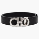 Ferragamo reversible and Adjustable Gancini Belt 724127 Black