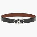 Ferragamo reversible and Adjustable Gancini Belt Black/Big Sur Soil