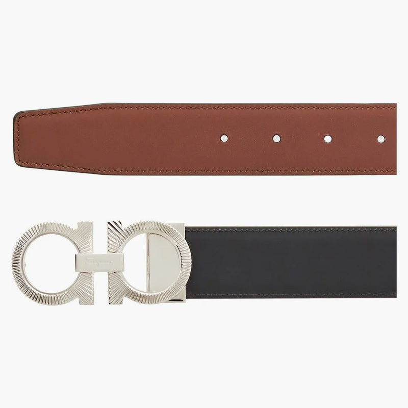 Ferragamo reversibile e regolabile Ganci Belt Black/Big Sur Soil