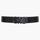 Ferragamo reversible and Adjustable Gancini Belt Black/Titanium