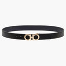 Ferragamo reversibile e regolabile cintura ganci nera/ultra marina