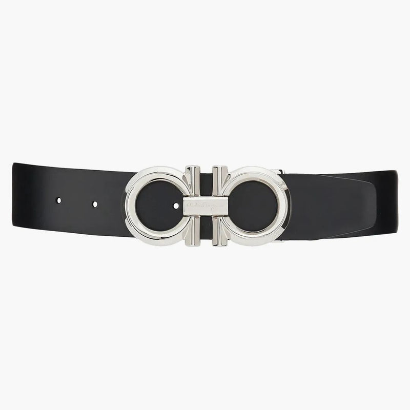 Ferragamo Reversible And Adjustable Gancini Belt Palladio Black/hickory