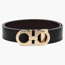 Ferragamo reversible and Adjustable Gancini Belt Polished Black/Gold