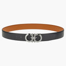 Ferragamo reversible and Adjustable Gancini Belt Ruthenium Black/Vicuna