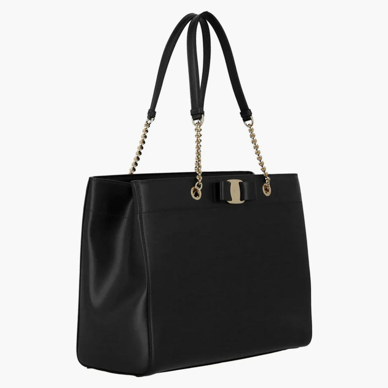 Ferragamo vara Bow Smooth Leather Dead Black