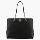 Ferragamo vara arco in pelle liscia morta nera