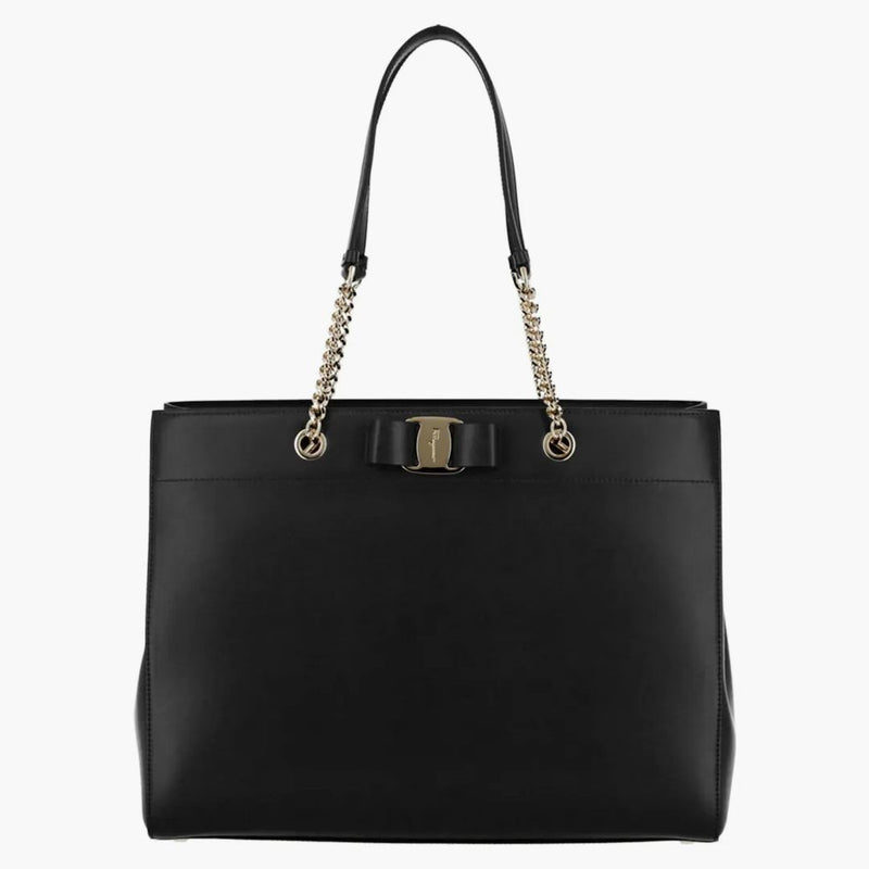 Ferragamo vara Bow Smooth Leather Dead Black