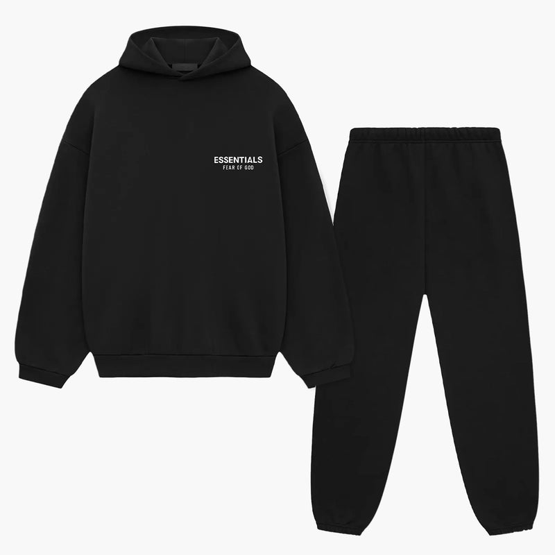Fear of God Essentials Fleece (FW24) Black - Set (Hoodie & Sweatpant)