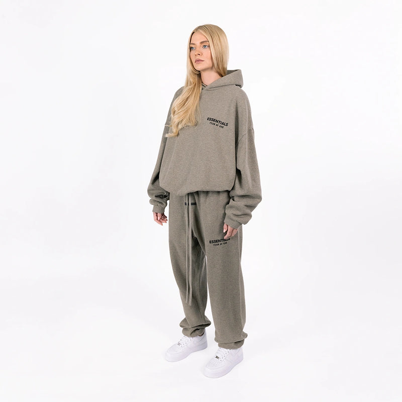 Fear of God Essentials Fleece (FW24) Heather Gray - Set (Hoodie & Sweatpant)